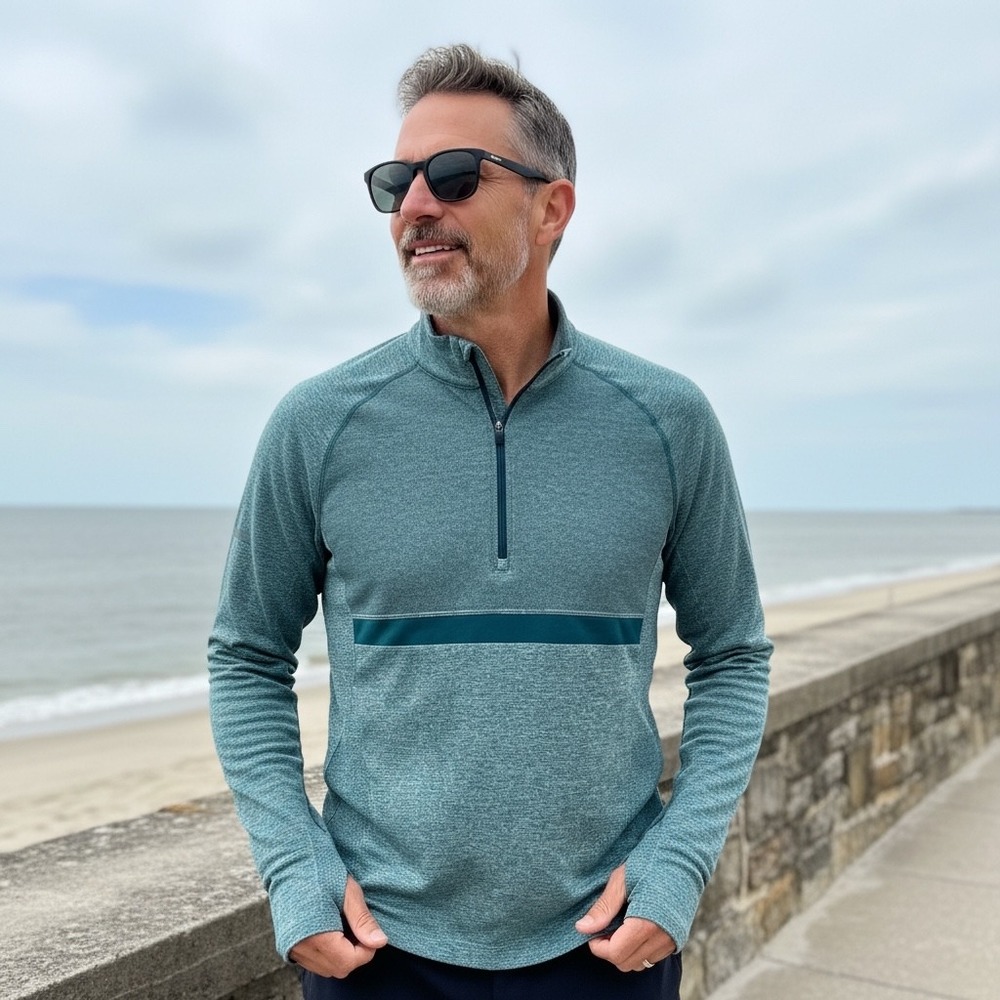 Nike Mens Dri-FIT Running Half Zip Pullover Teal Heather 548655-304 S